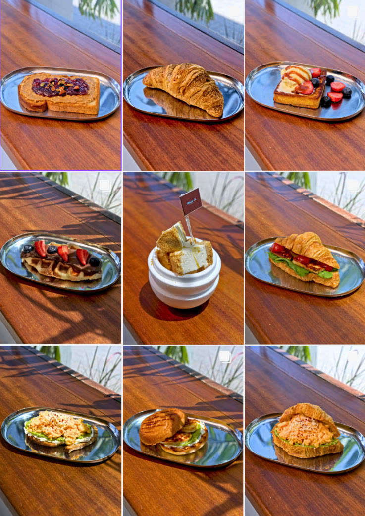The Perk Cafe Instagram grid, food