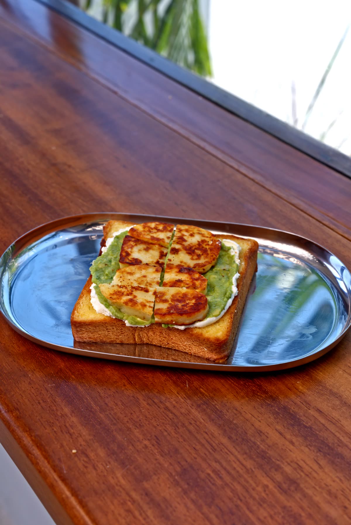 The Perk Cafe menu photography, halloumi avocado toast