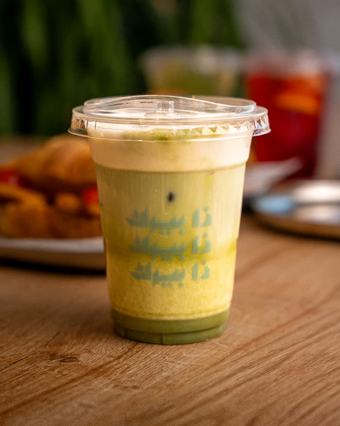 The Perk Cafe menu photography, iced matcha